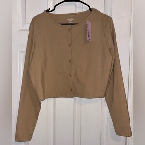Wild Fable ButterBliss Women's Camel Button-Down Crop Top